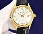 Rolex Oyster Perpetual Date Japanese Movement 40mm 316L Steel Calfskin Strap Watch